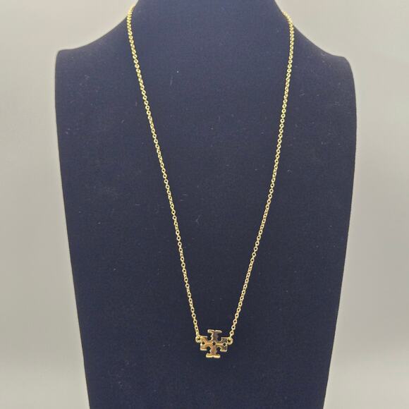 NEW Tory Burch Kira Logo Gold Necklace Classic Simple Preppy Everyday Gift Work - Picture 3 of 4